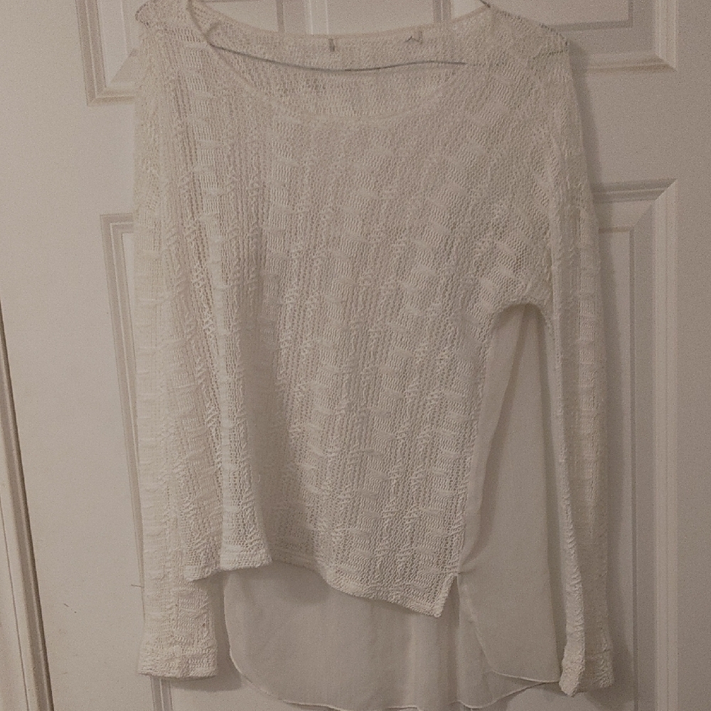 Cream Textured Long Sleeve Top